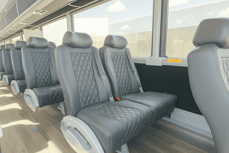 interior of Charlotte Shuttle Bus Rentals charter bus